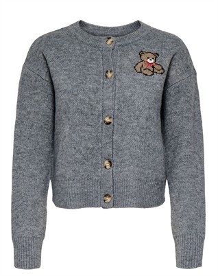 Only - ONLTeddy LS Cardigan Strik - Medium Grey Melange